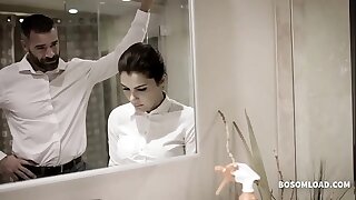 Building maid blackmailed and fucked to keep her job